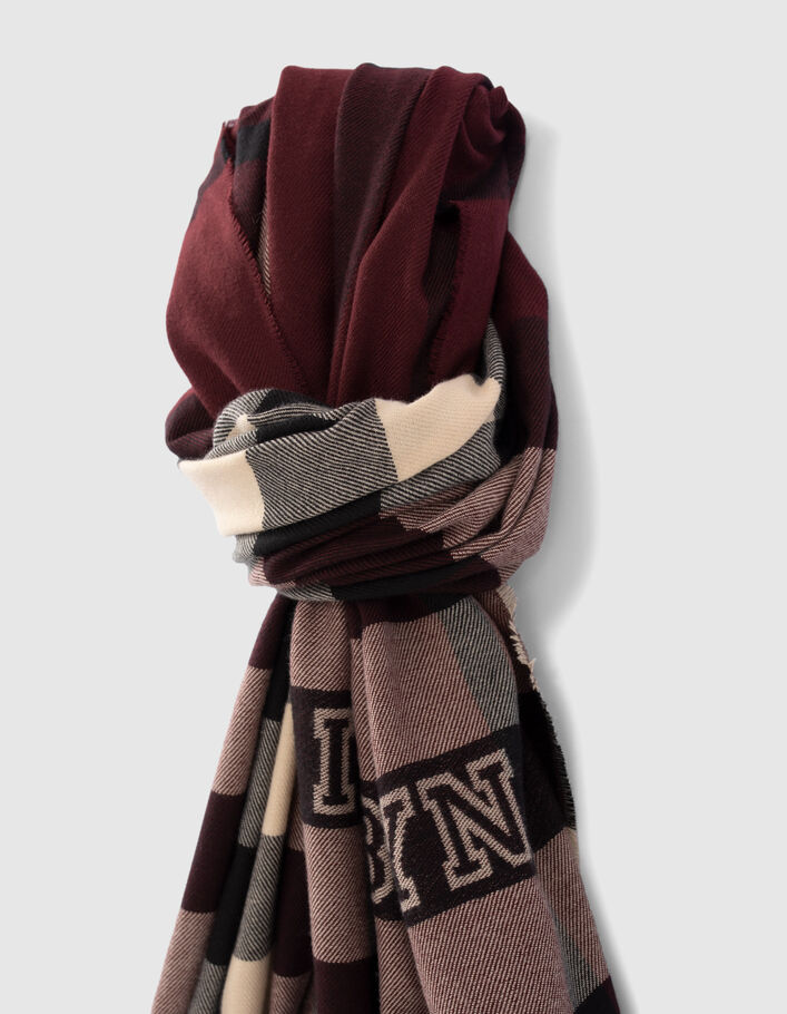 Echarpe burgundy à motif carreaux Homme