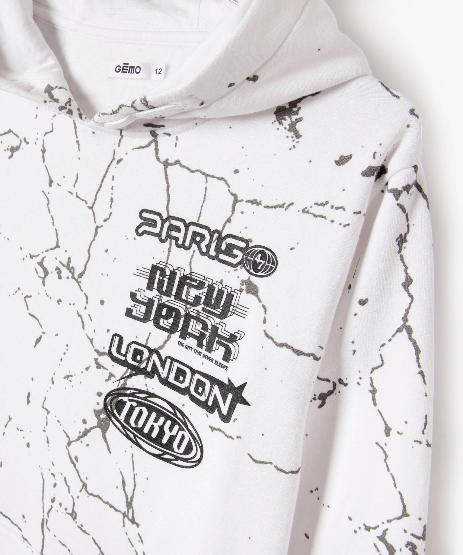 Sweat à capuche imprimé Garçon blanc | GEMO