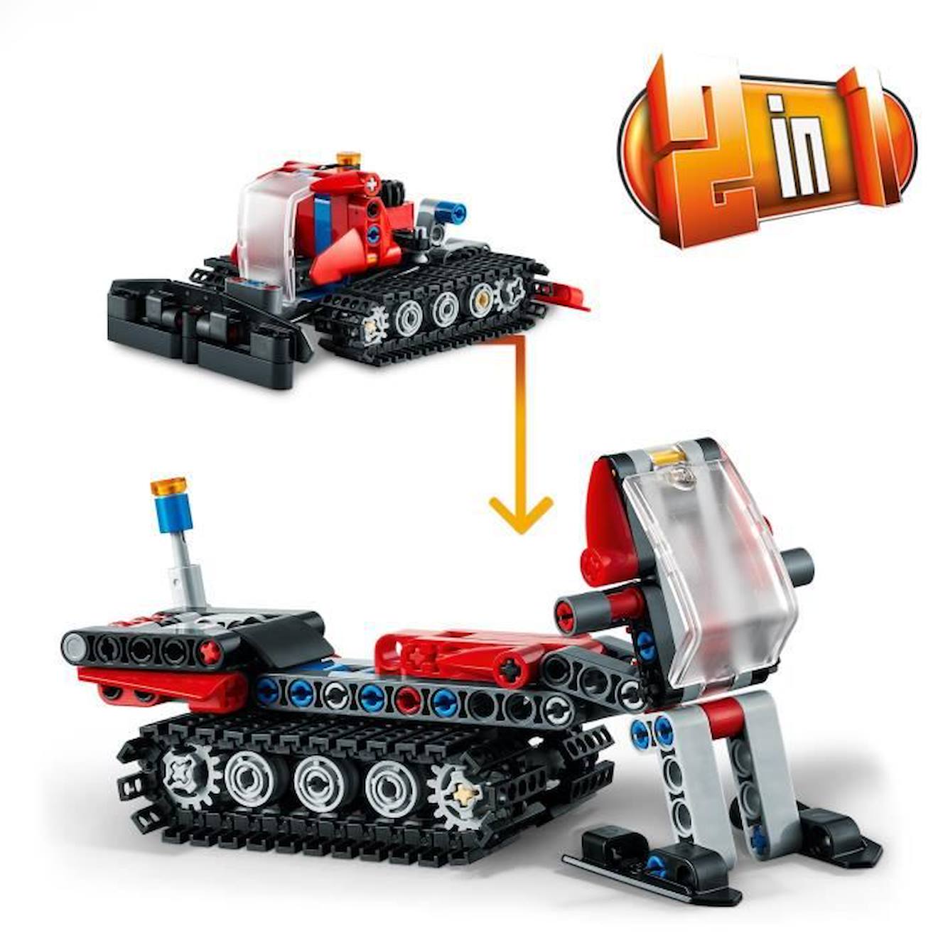 LEGO® Technic 42148 La Dameuse, 2-en-1, Jouet de Construction, avec Motoneige, Maquette Véhicule blanc