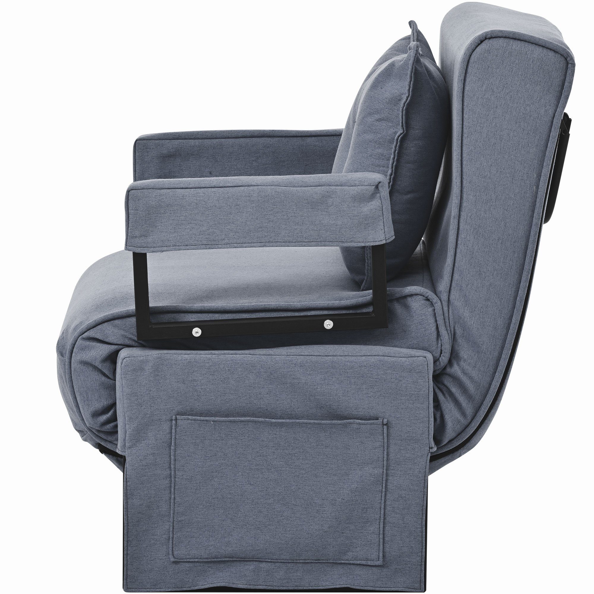 Merax Relaxsessel 3-in-1 faltbar mit Leinenbezug und Metallrahmen, Schlafsessel, Liegesessel mit 6 Fach vestellbarer Rücklehne, Relaxliege umwandelbar