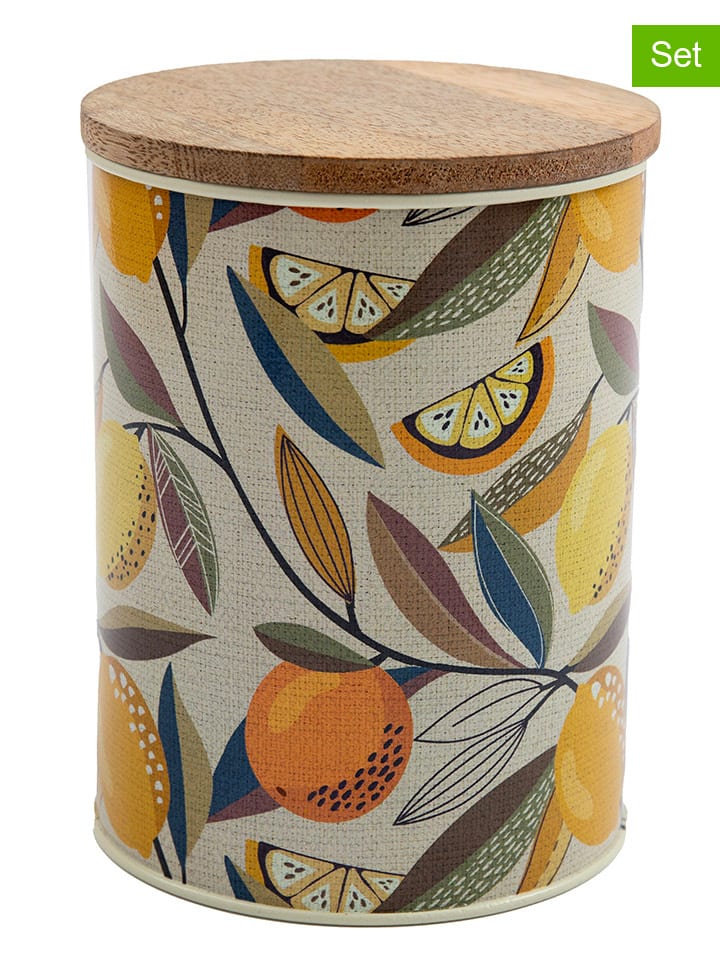 SiL Interiors 2er-Set: Vorratsbehälter in Türkis/ Creme - (H)13,5 x Ø 10 cm günstig kaufen onesize