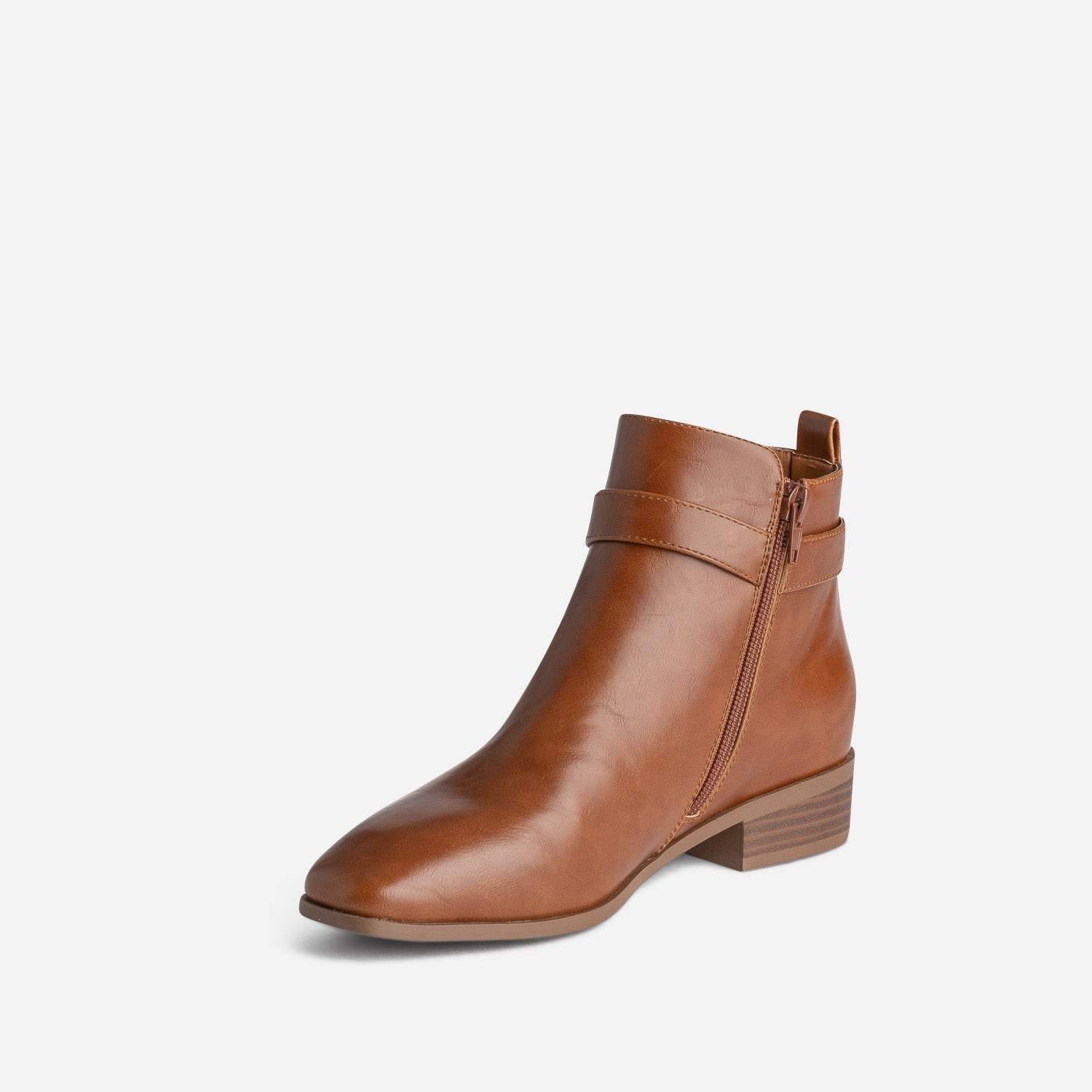 Boots cognac éco-conçu avec bride cheville