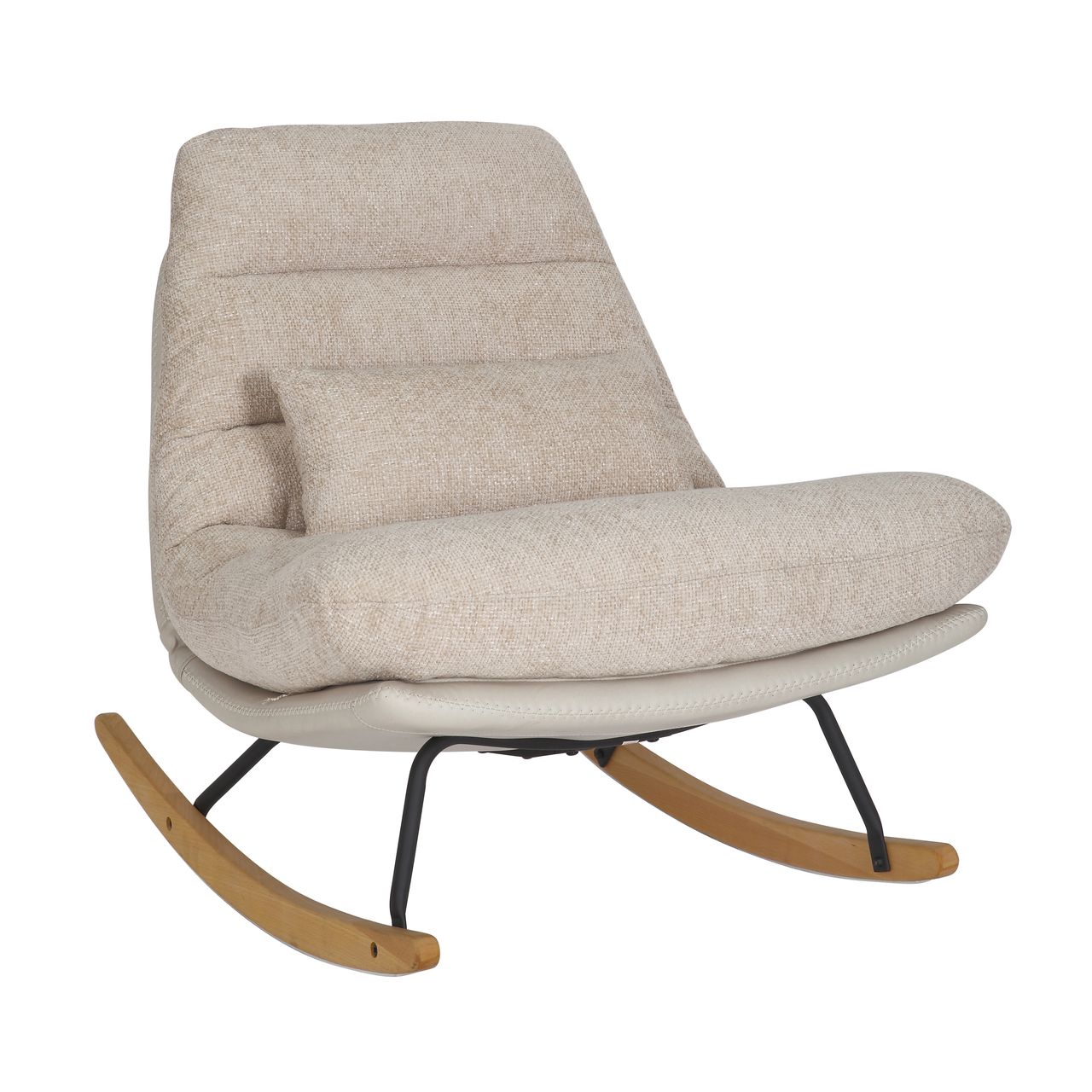 Better Home gepolsterter Schaukelstuhl Relaxsessel mit Buchenholzsockel, beige