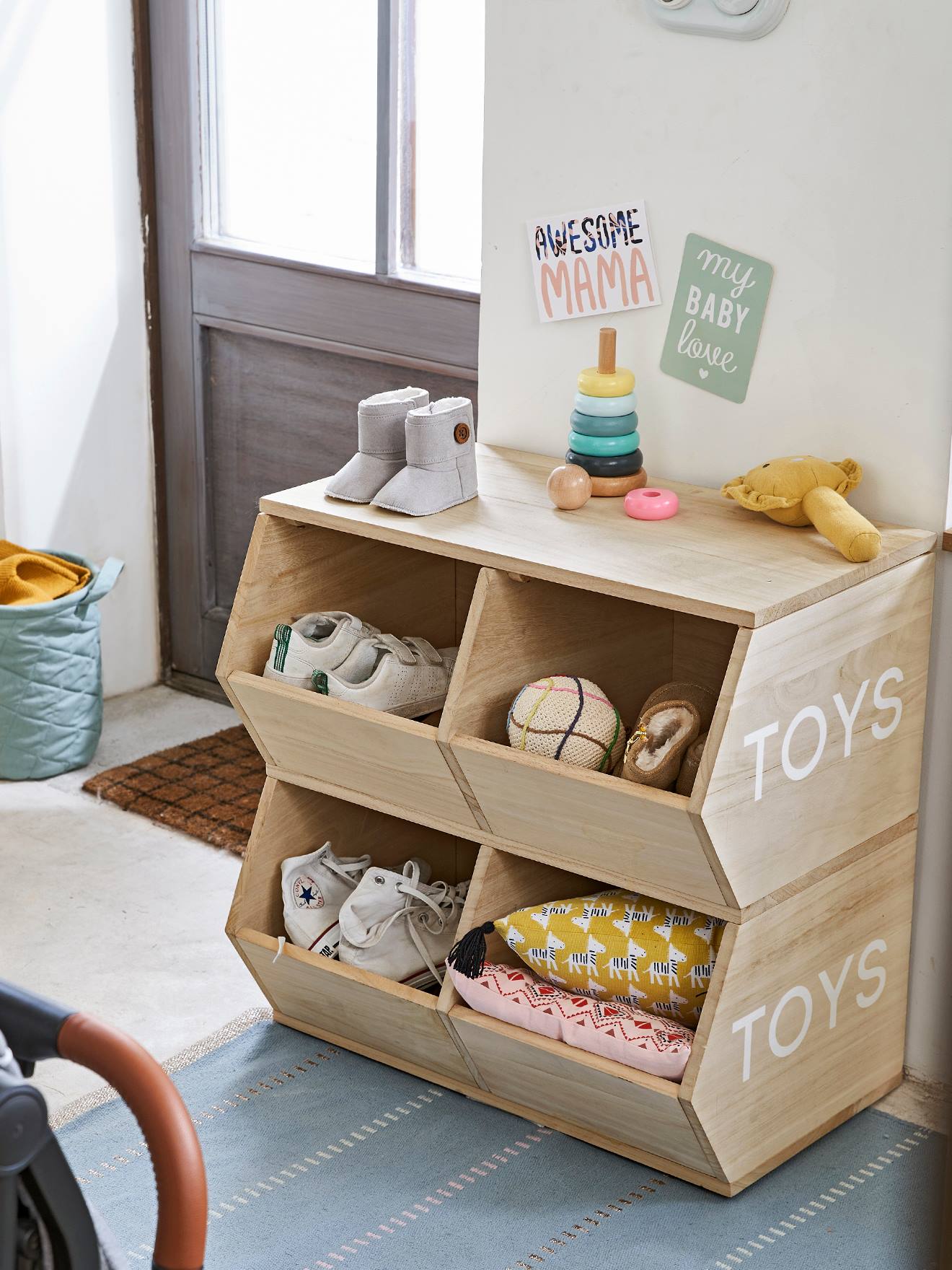 Vertbaudet Kinderzimmer Regal TOYS, 4 Fächer - natur