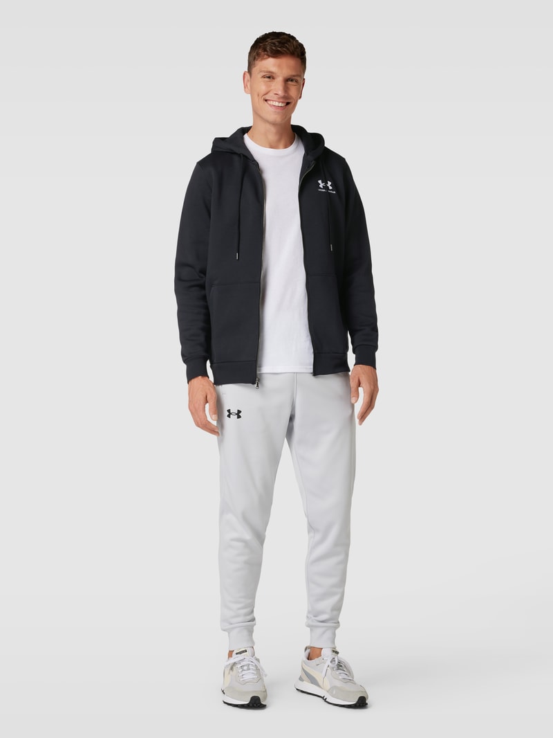 Sweatjacke mit Label-Print in schwarz