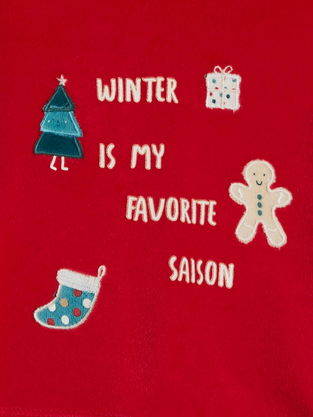 Pyjama 2 pièces en velours bébé Noël rouge brique