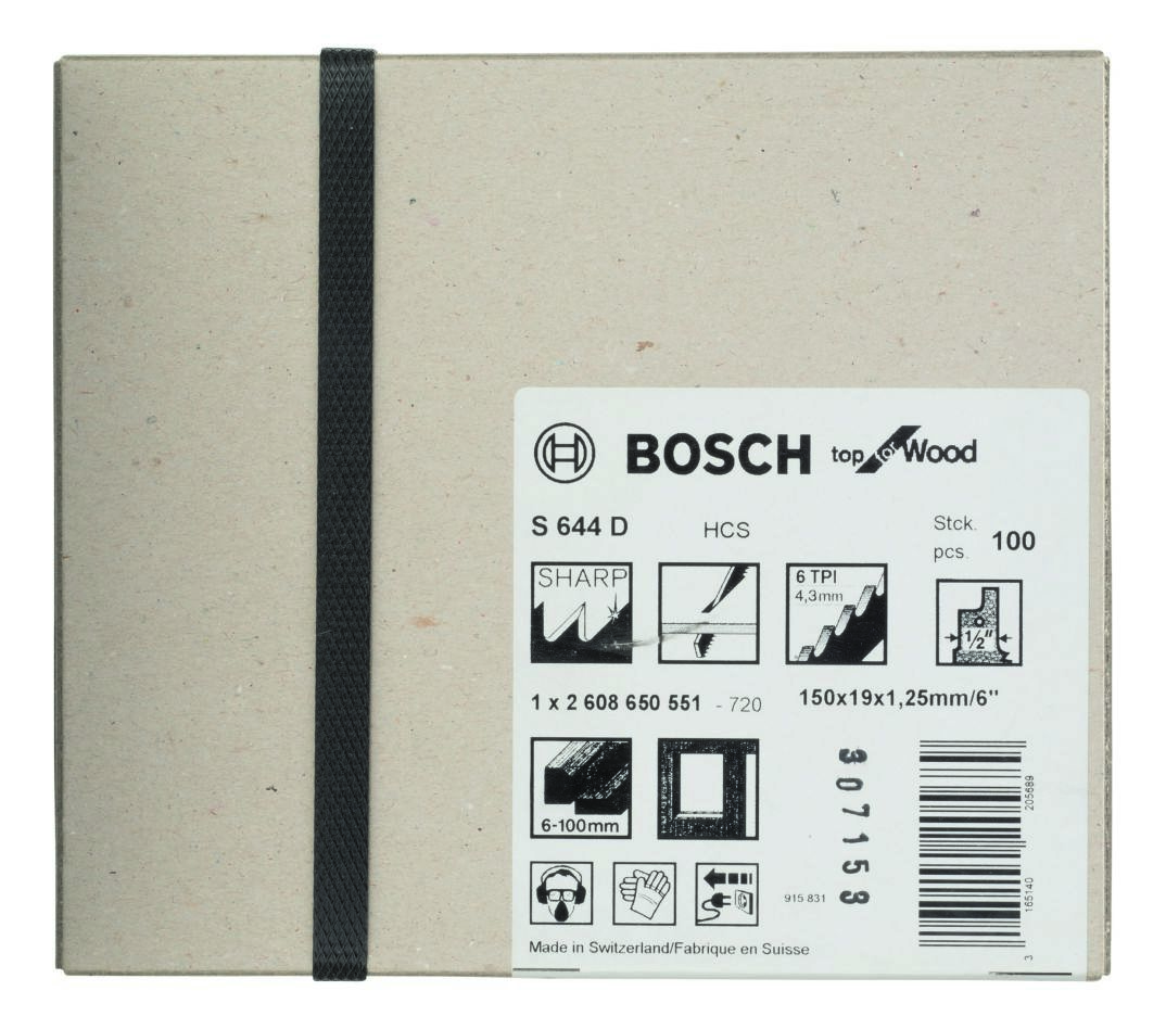 „Bosch Blue“ priedai 2608650551 S644D tiesinio pjūklo ašmenys medienai, 150 mm, 100 vnt.