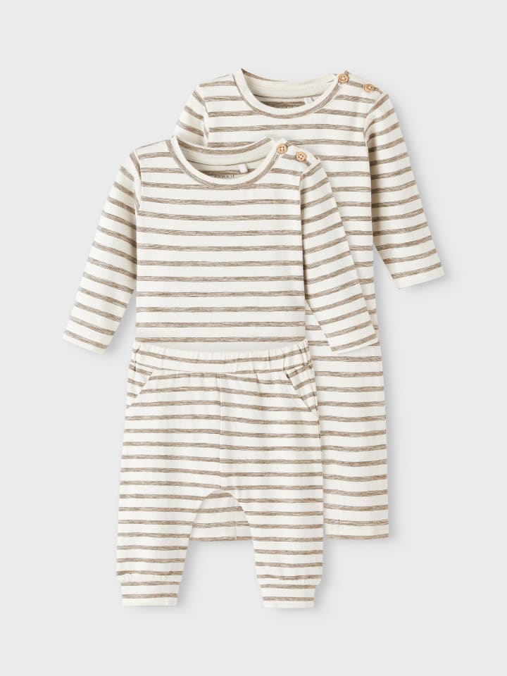 name it Baby Geschenkset Body, Einteiler, Shirt und Hose in Braun günstig kaufen