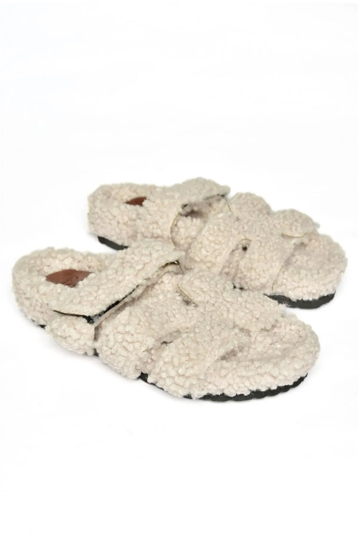 Fox Shoes  R824527104 Beige Pelz-Damenhausschuhe