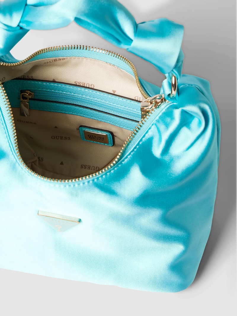 Hobo Bag mit Label-Patch Modell 'VELINA' in helltürkis