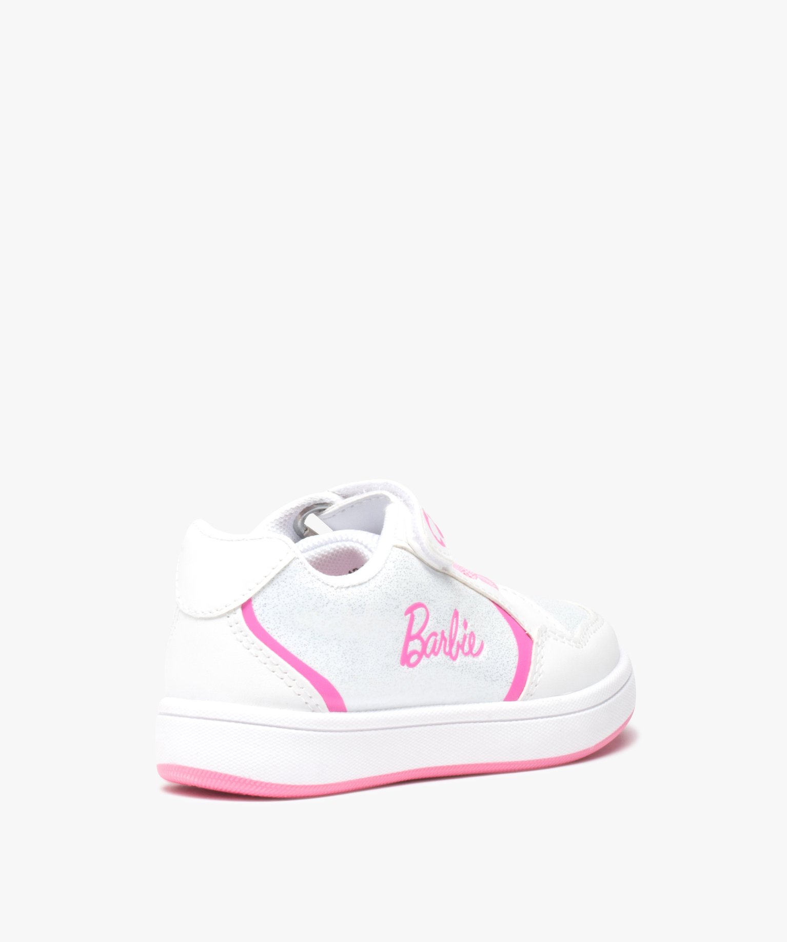 Baskets fille pailletées à scratch et à lacets - Barbie blanc | GEMO