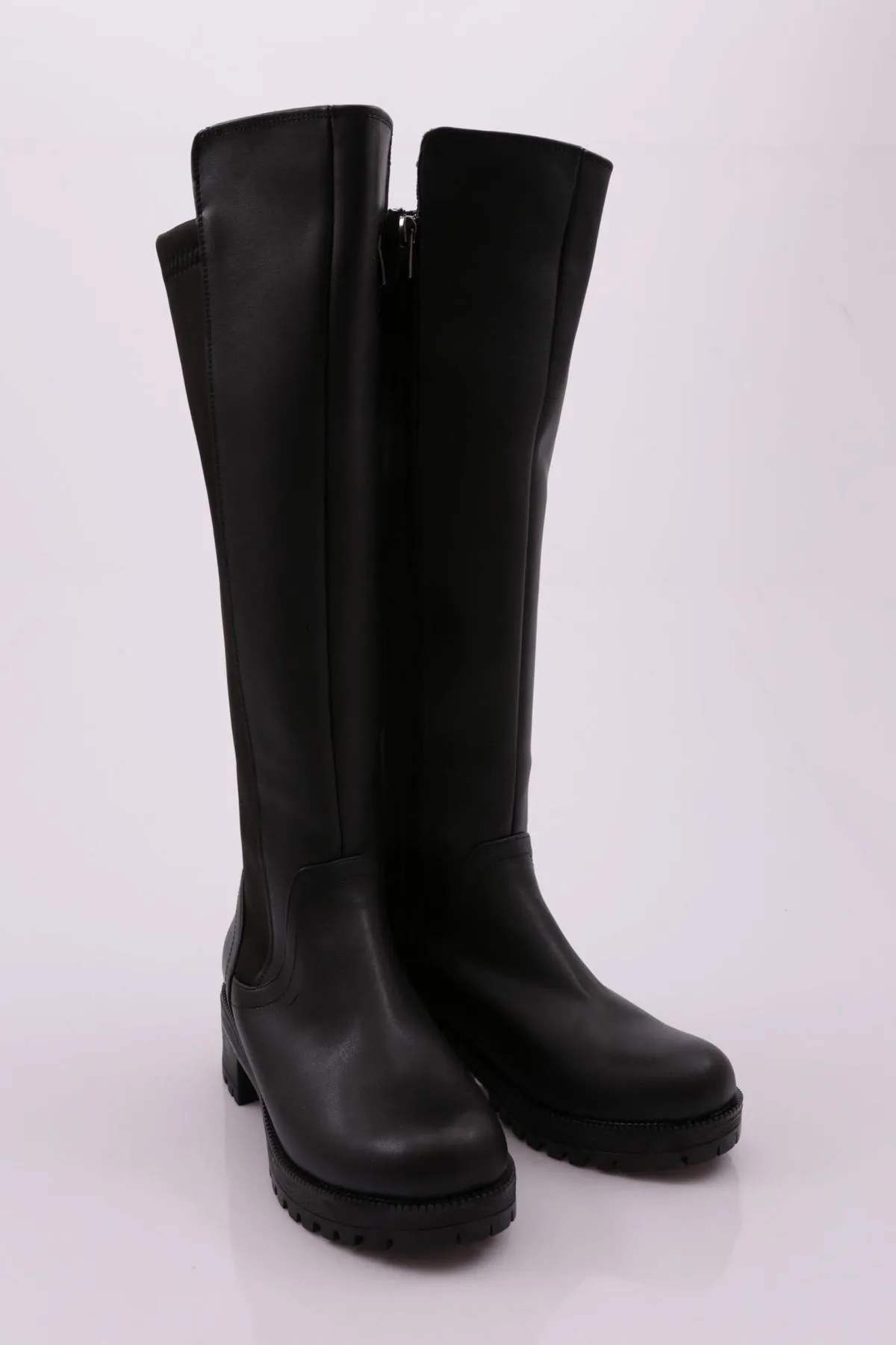 DGN  Modell 601 – Kniehohe Stretchstiefel für Damen in Schwarz, 20.000