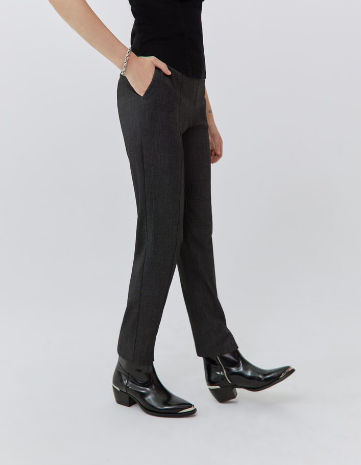 Pantalon de costume slim noir faux-uni 7/8ème Femme