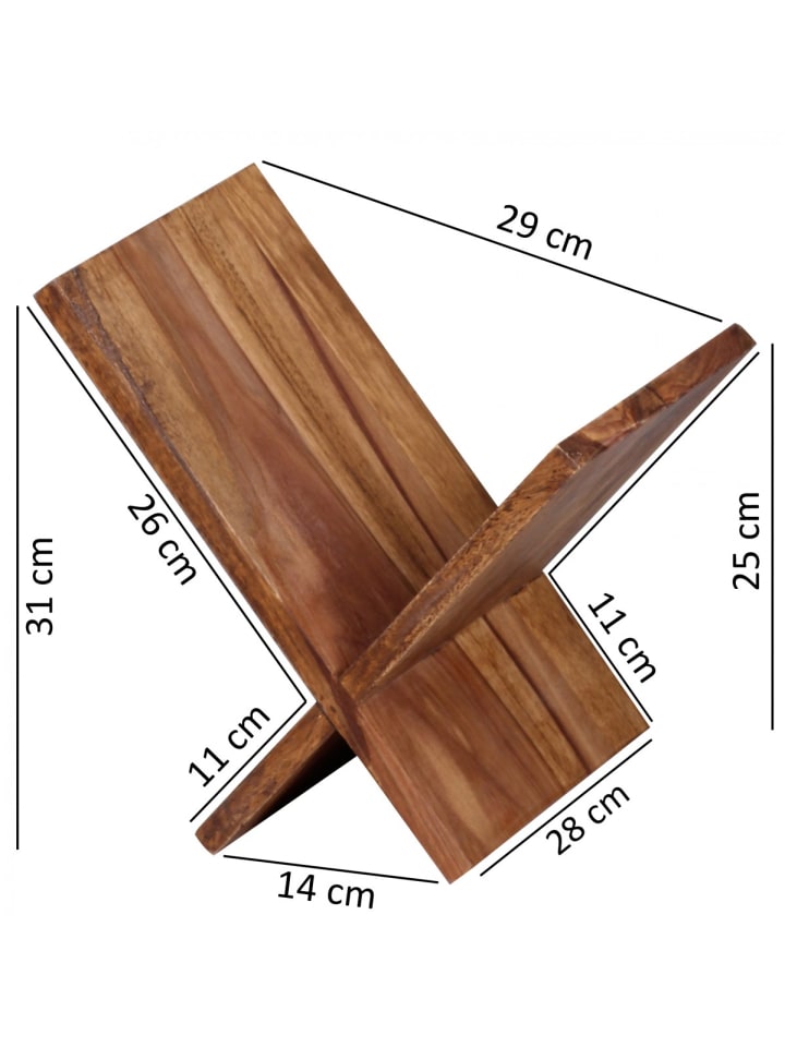 KADIMA DESIGN Zeitungsständer aus Massivholz: X-Form, Sheeshamholz, pflegeleicht in Braun günstig kaufen onesize