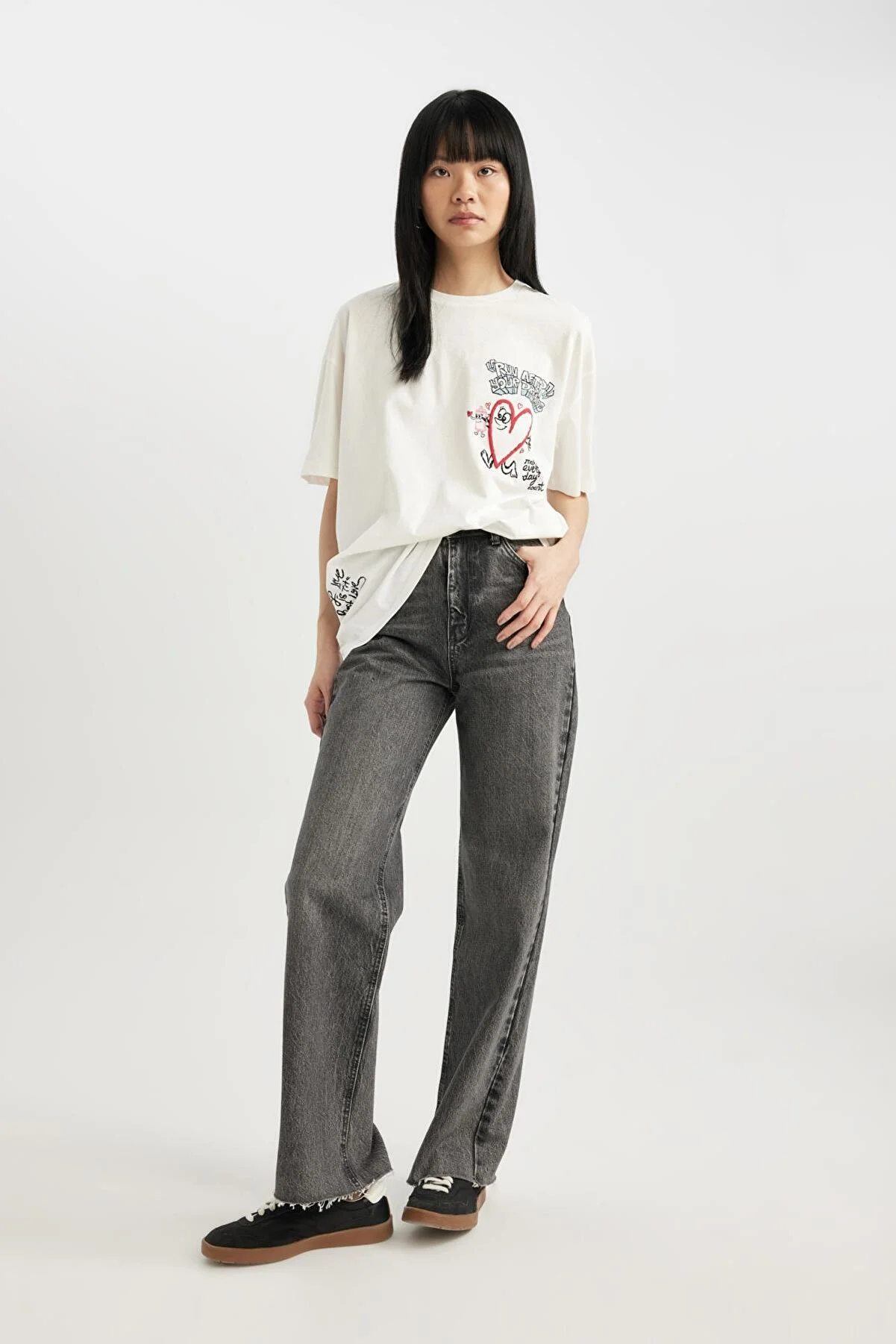 DeFacto  Unisex Cooles Oversize-T-Shirt mit Rückenaufdruck, kurzärmelig, B7046ax24sm