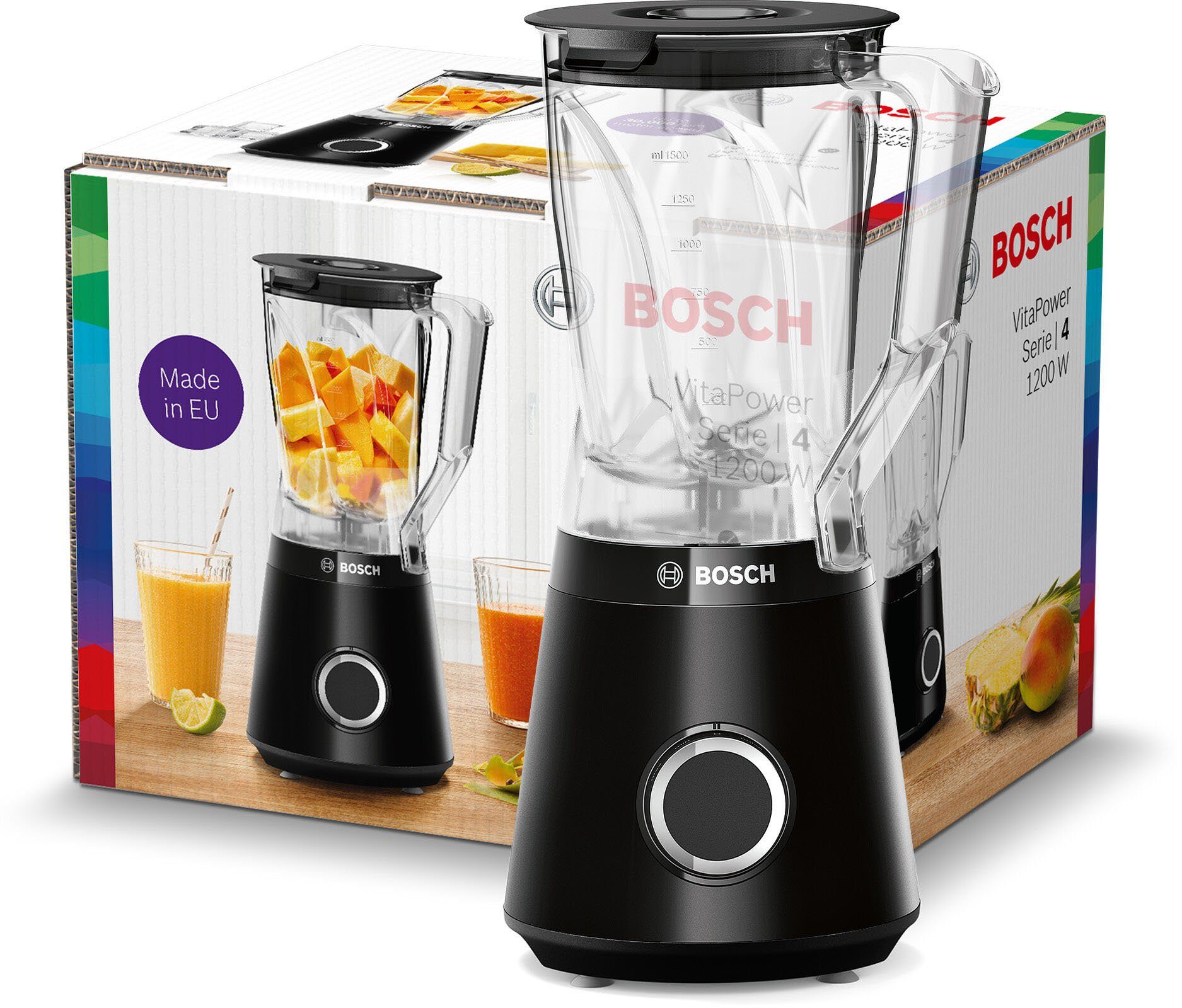 BOSCH Standmixer MMB6141B VitaPower, 1200 W, 30.000 U/Min, langlebiger 1,5l Tritanbehälter
