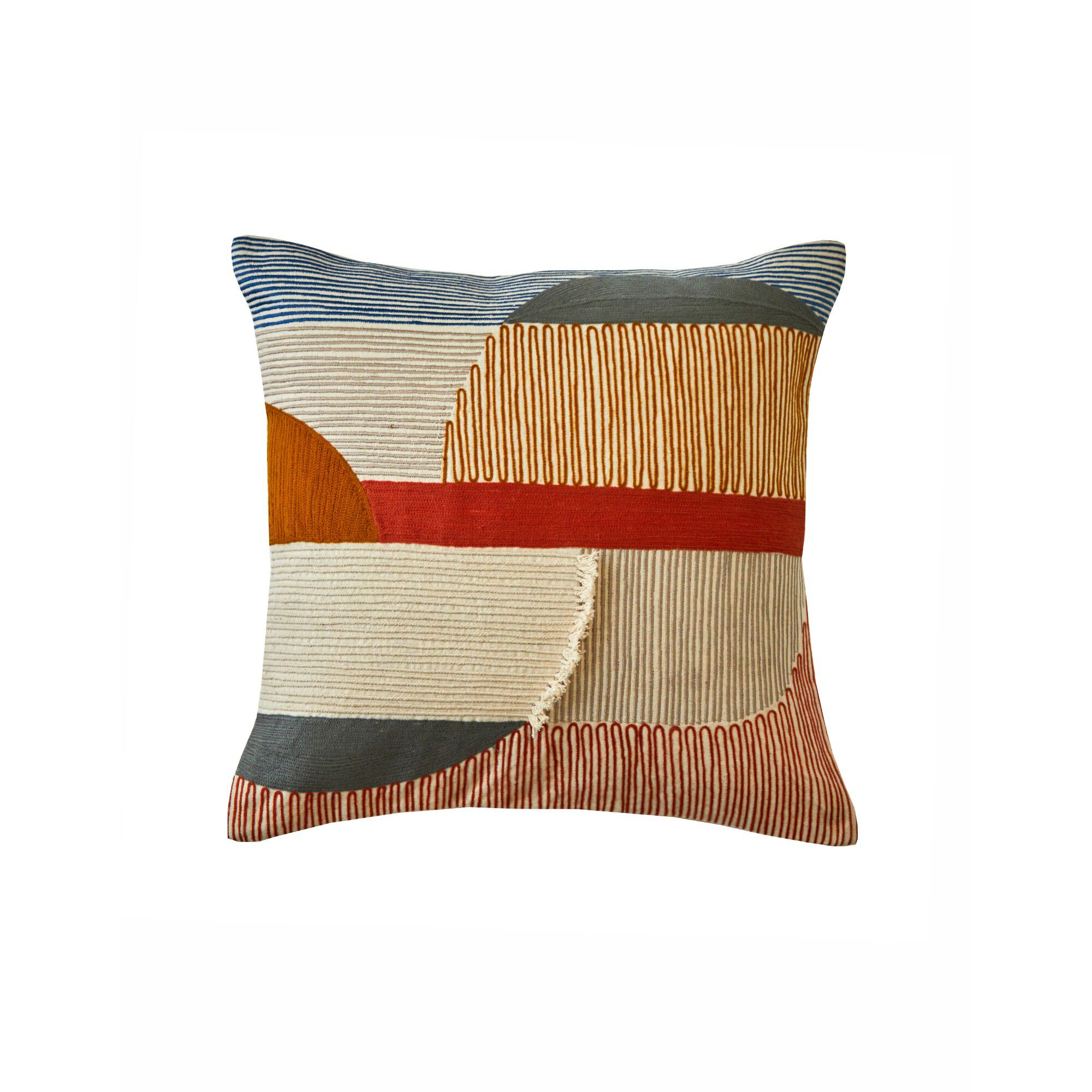 Coussin brodé motif demi-sphères