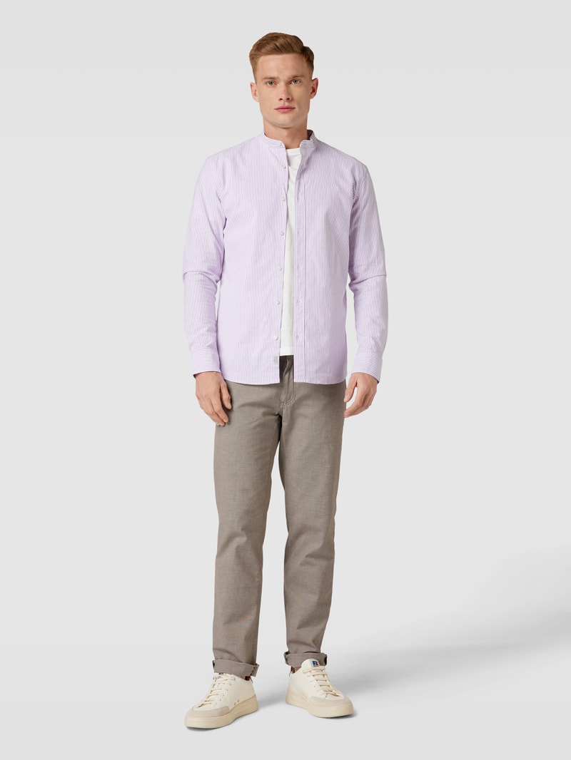 Freizeithemd mit Label-Stitching in weiß