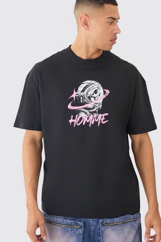 Oversize T-Shirt mit Totenkopf-Print