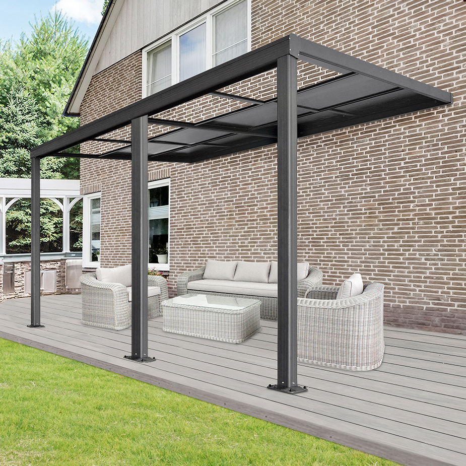 Home Deluxe Terrassenüberdachung SOLIS DELUXE - 390 x 295 x 233 / 272 cm Grau