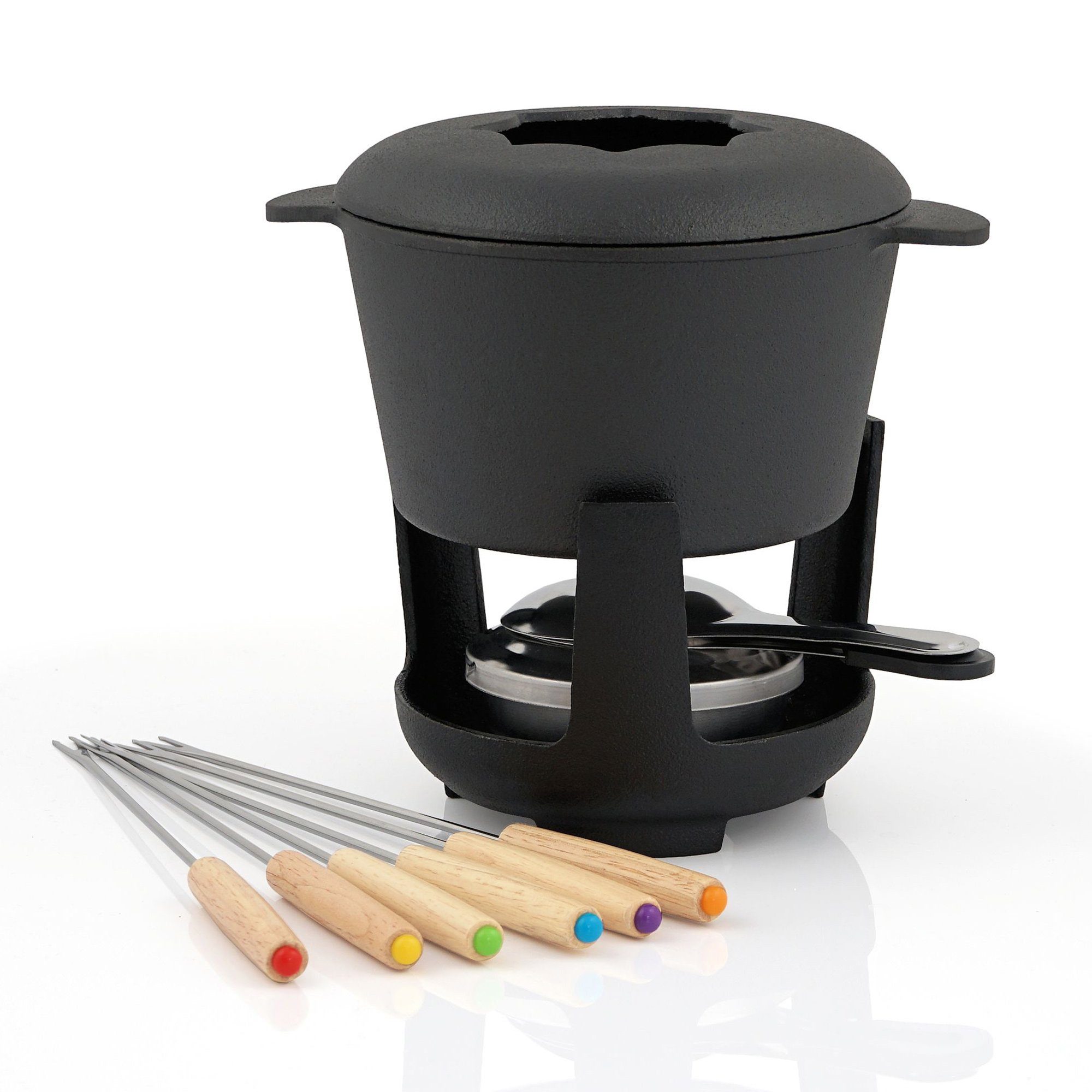 BBQ-Toro Fonduetopf 13-teiliges Gusseisen Fondue Set für 6 Personen, 1 L, preseasoned, Gusseisen (Set, 13-tlg)
