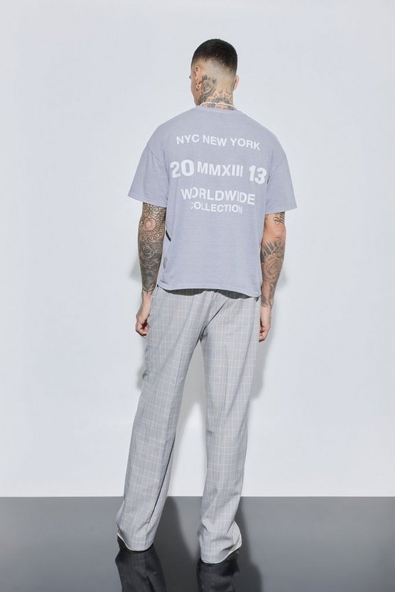 Tall karierte Hose mit weitem Bein