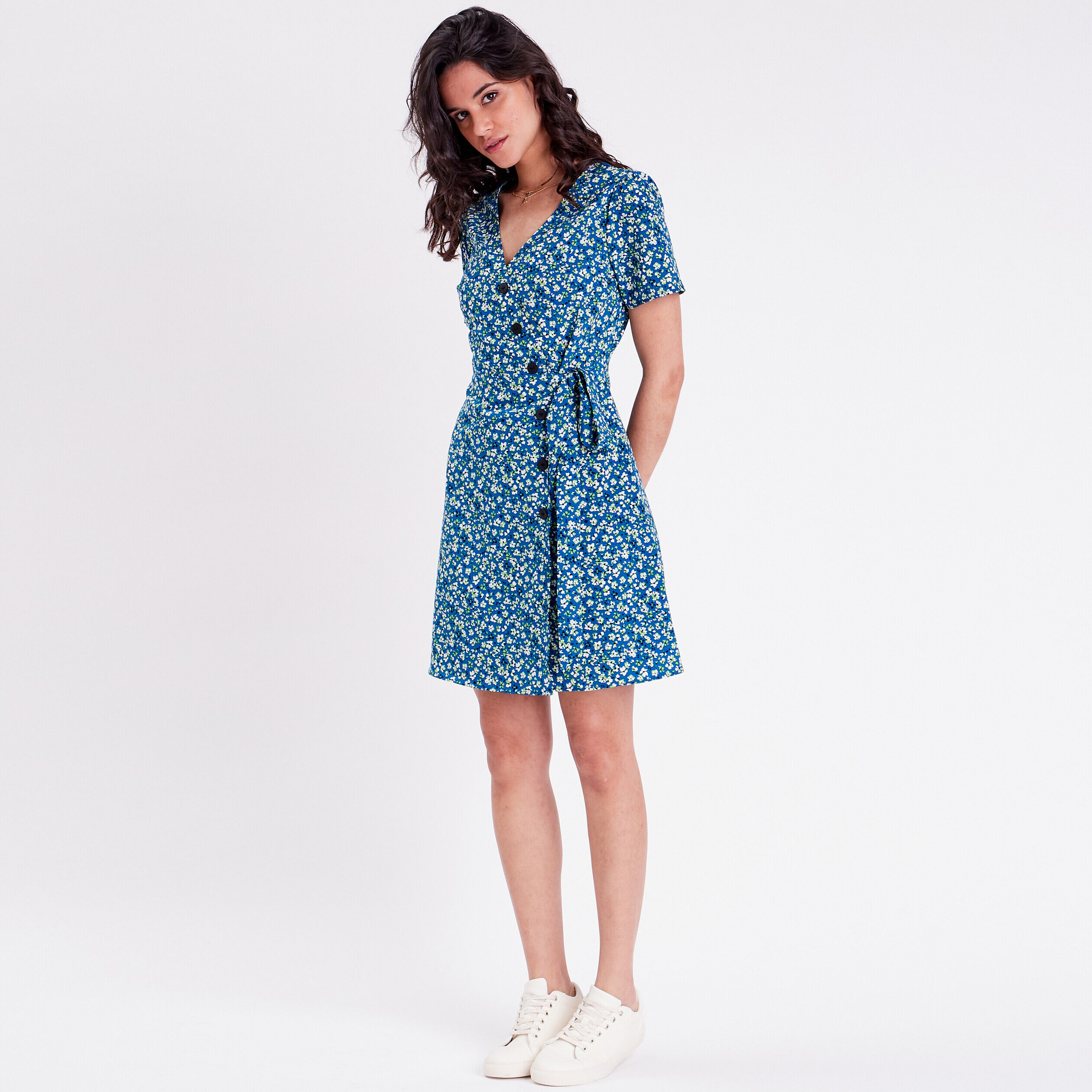 Robe cache-coeur bleu femme | Cache Cache