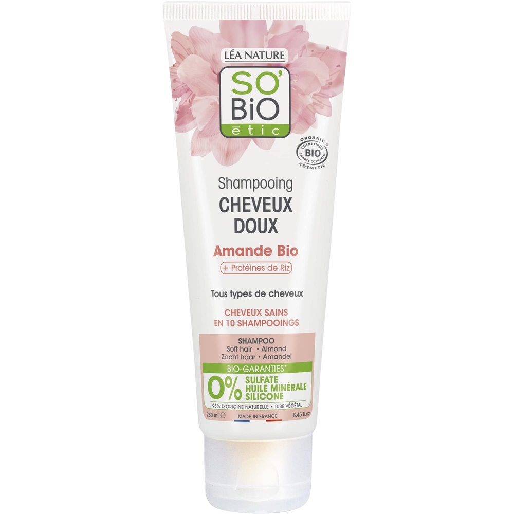 LÉA NATURE SO BiO étic Shampooing cheveux doux, Amande bio & Protéines de riz Shampooing