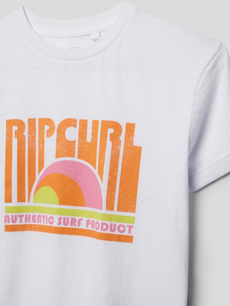 T-Shirt mit Label-Print in offwhite