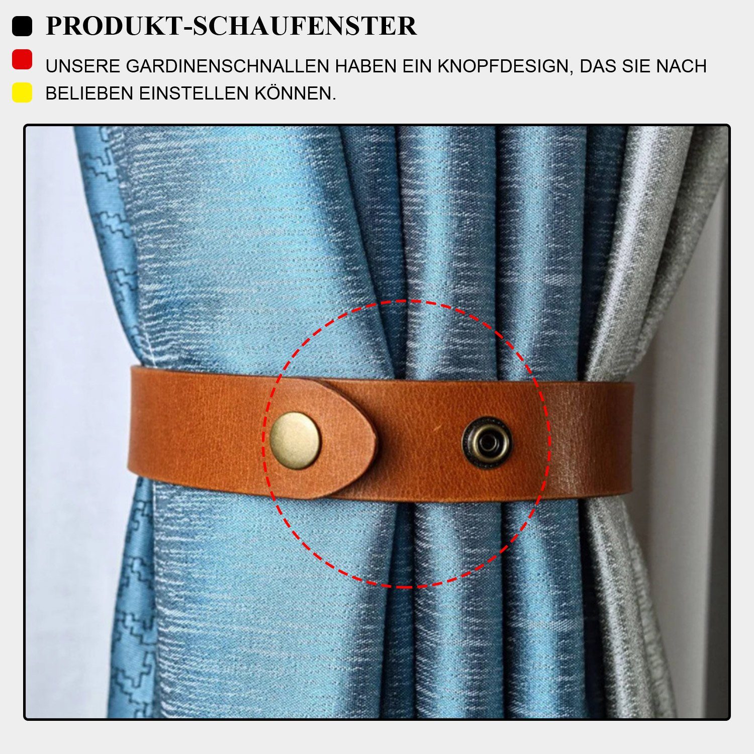 Raffhalter Dekospange PU-Leder Dekoklammer, MAGICSHE, Vorhänge, (4-tlg)