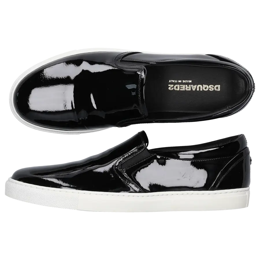 Dsquared2 - Slip Ons Kalbsleder Lackleder schwarz - schwarz