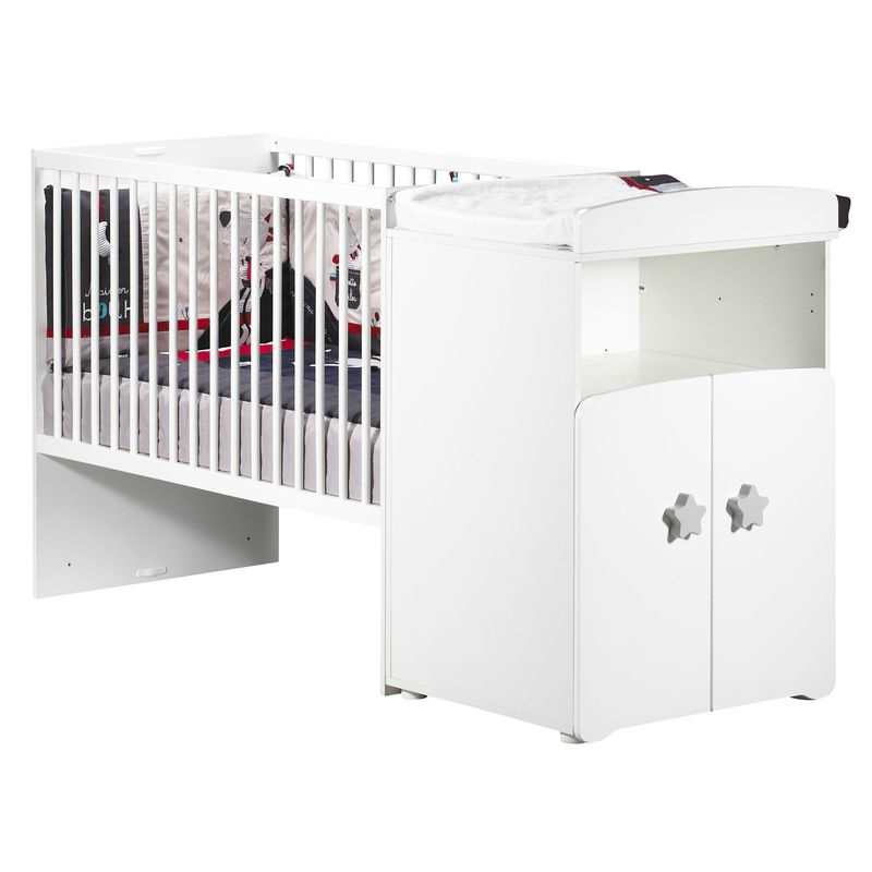 Lit bébé combiné évolutif 120x60 en 90x190 boutons étoile Basic