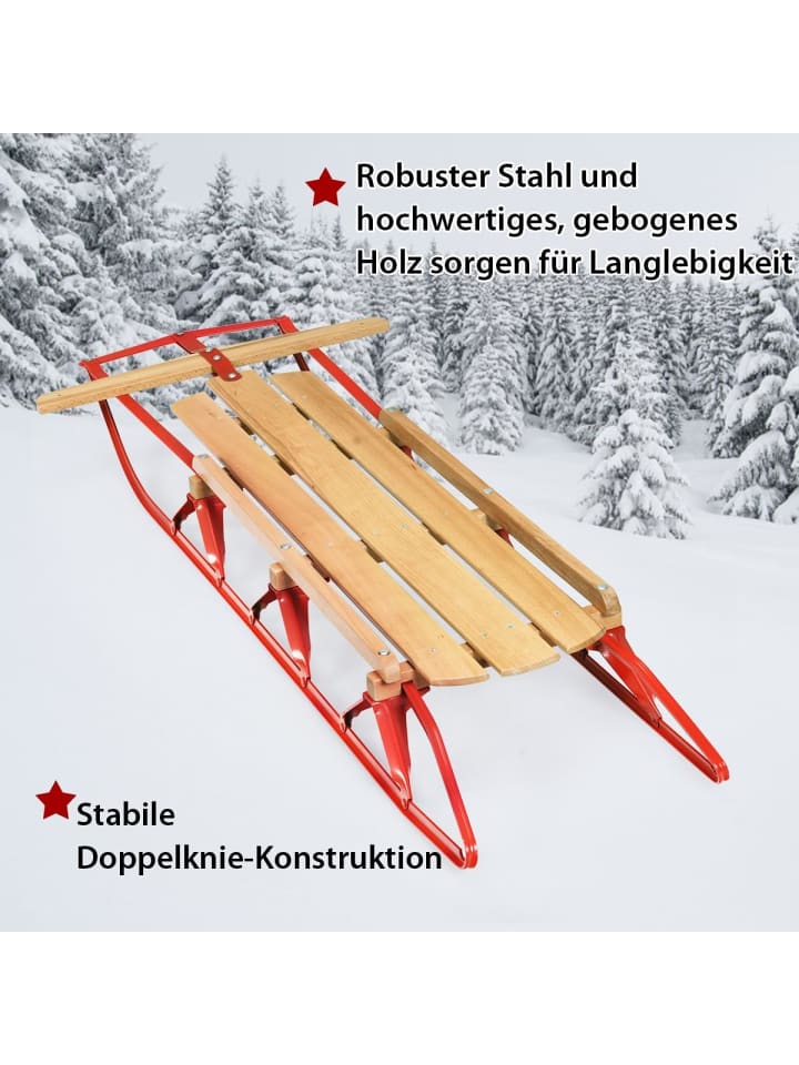 COSTWAY Holzschlitten 137cm ab 5 Jahren in Rot günstig kaufen onesize