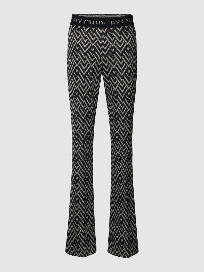 Flared Schlupfhose mit grafischem Muster in schwarz