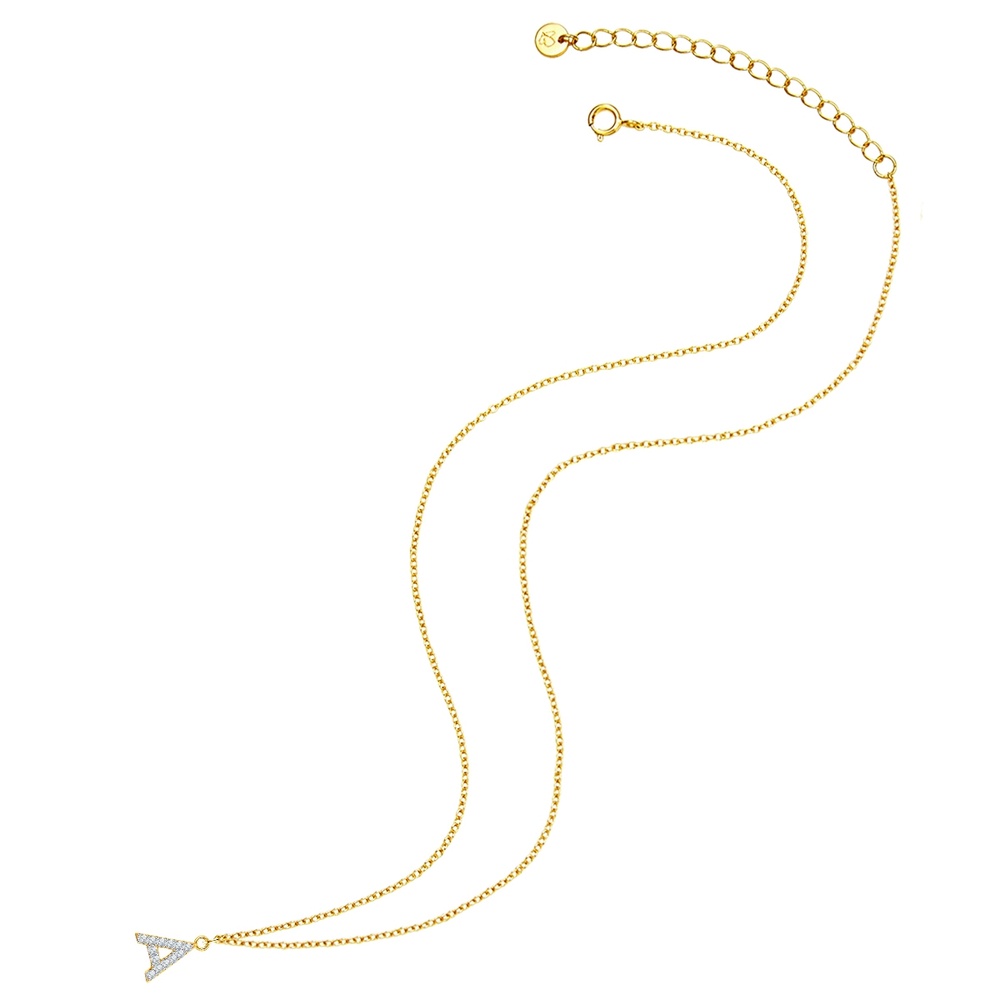 Glanzstücke München Collier en argent Lettre A Argent sterling Oxyde de zirconium (CZ) en Or jaune collier
