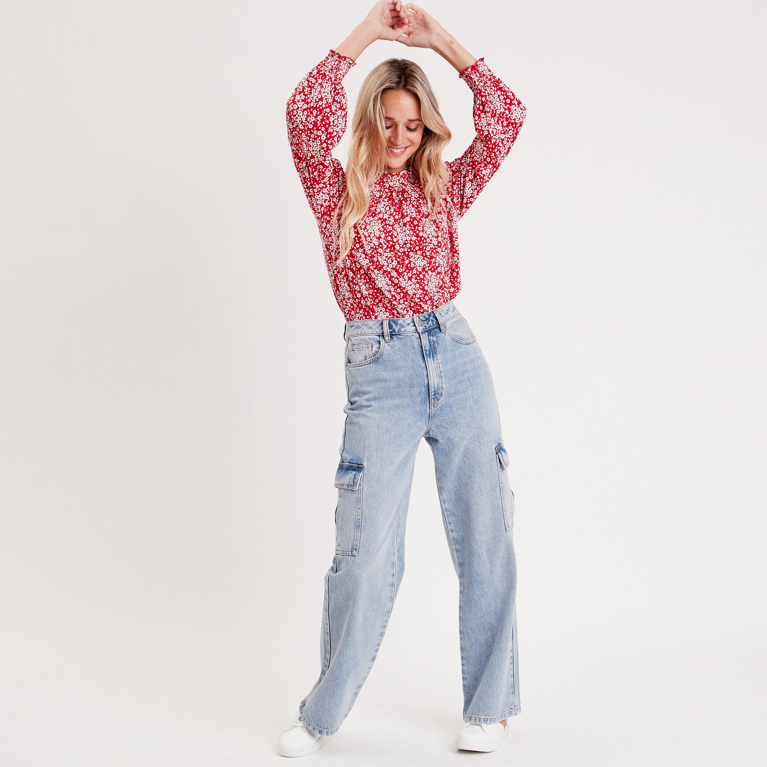 Blouse col montant rouge femme | Cache Cache