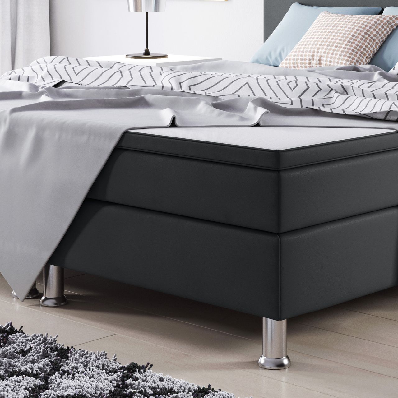 IHG Boxspringbett Jump 180x200 Webstoff Anthrazit Typ 2