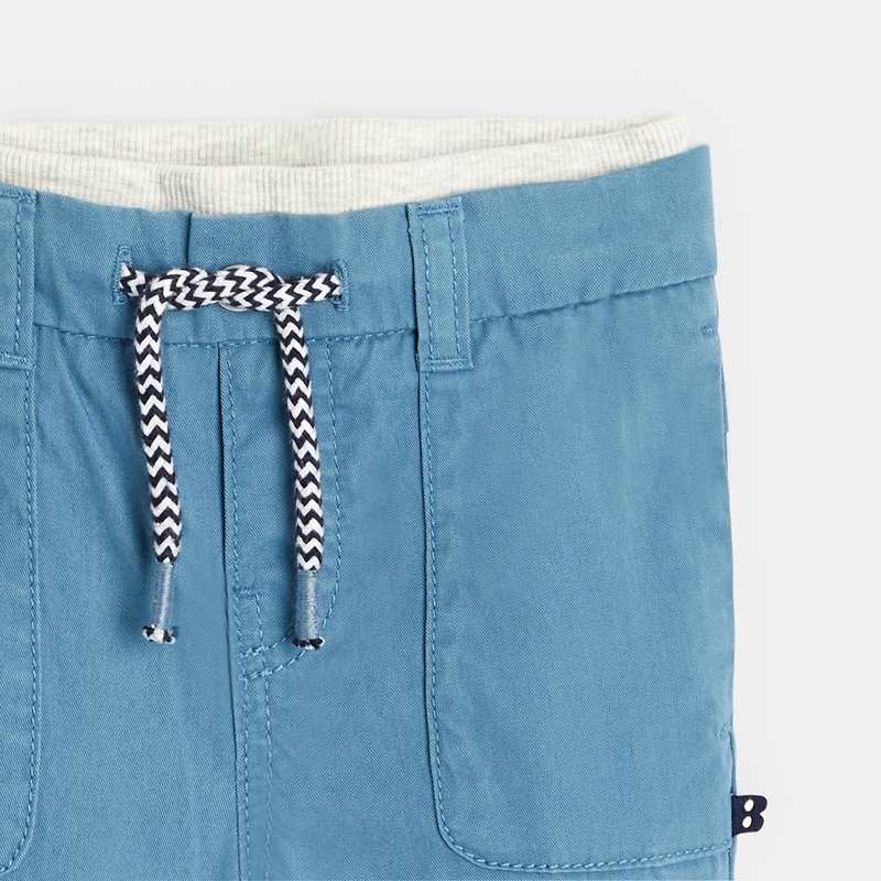 Pantalon coton taille élastique bleu bébé garçon