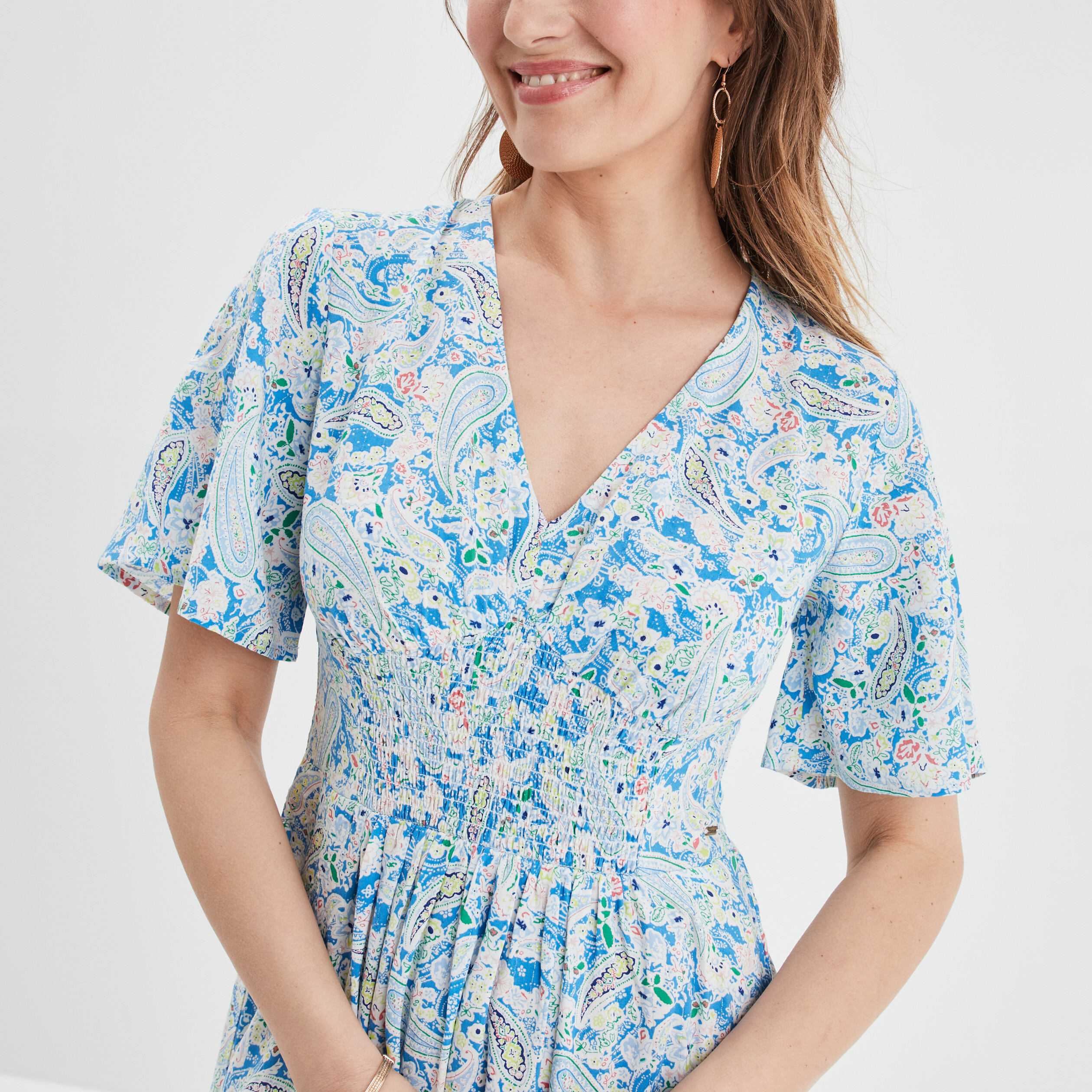 Robe longue droite Creeks blanc femme | La Halle
