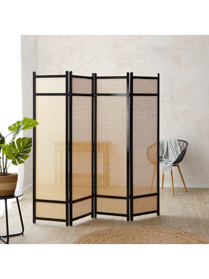 Homestyle4u 4-tlg. Paravent in Schwarz 176x175 günstig kaufen onesize