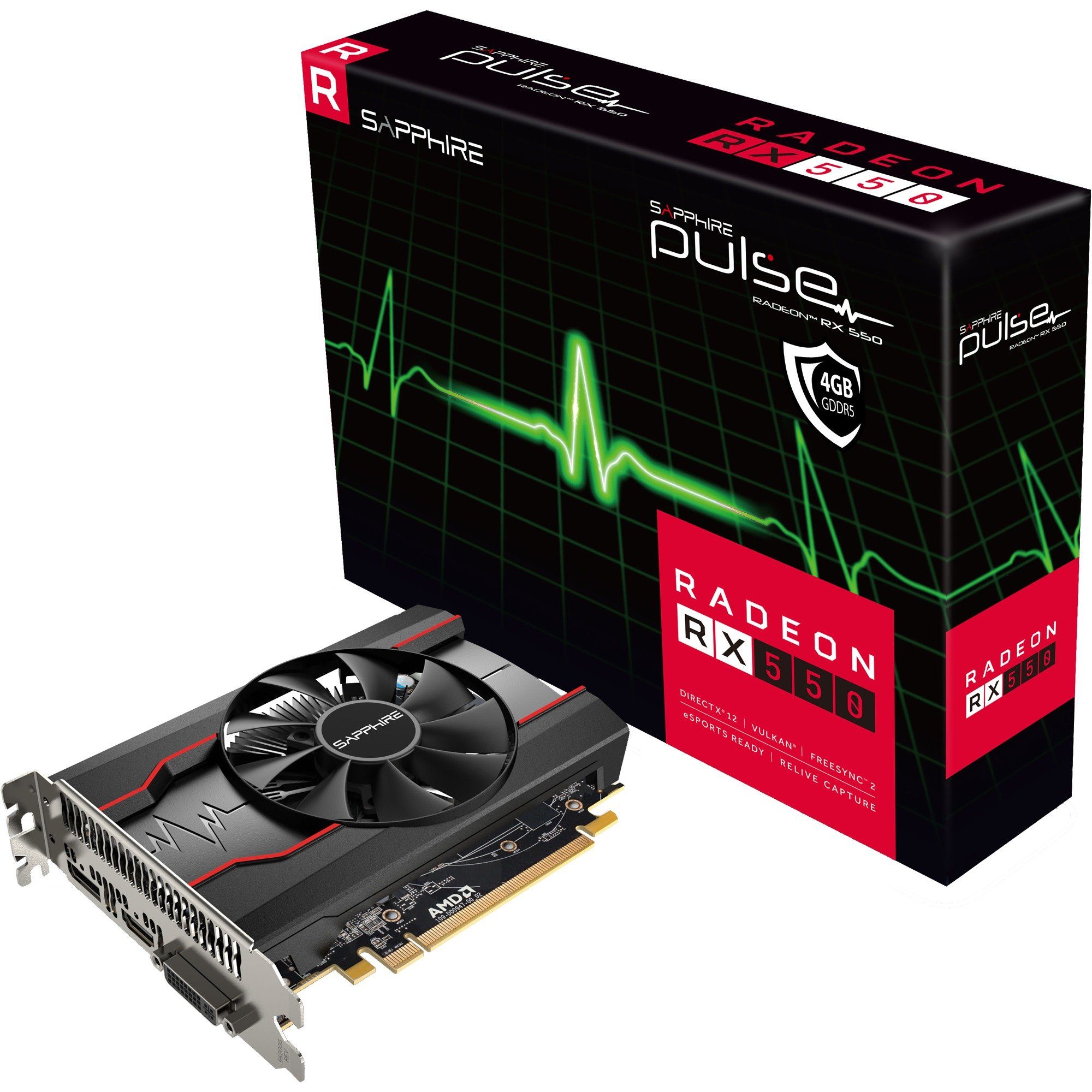 Sapphire SAPPHIRE Radeon RX 550 PULSE, Grafikkarte, (HDMI, Grafikkarte (4 GB)
