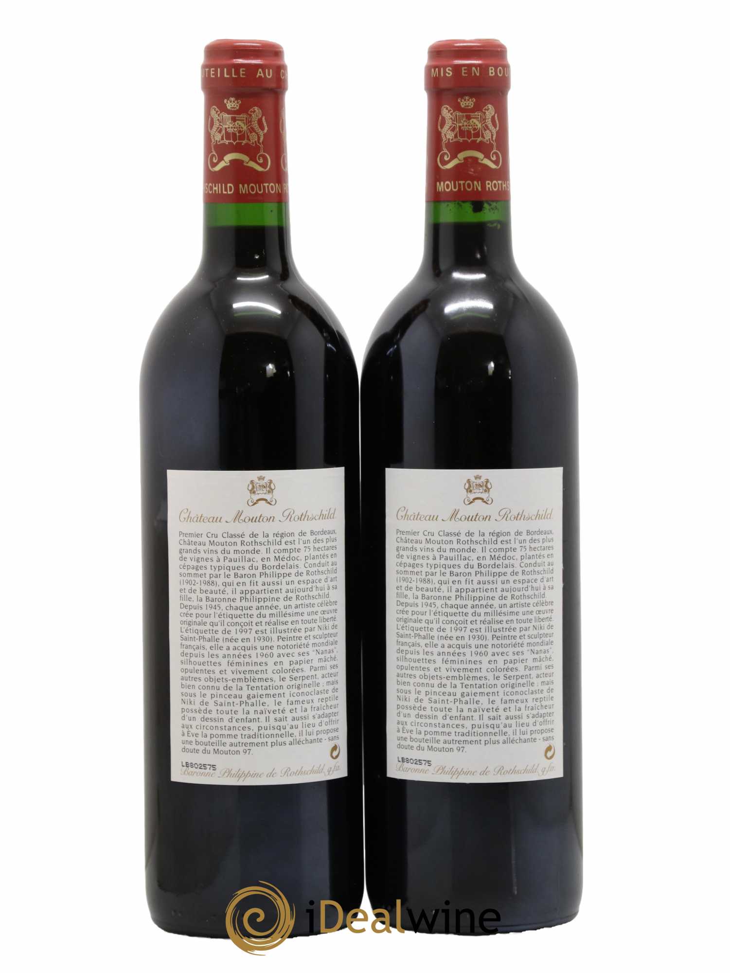 Château Mouton Rothschild 1er Grand Cru Classé  1997 - Lot de 2 Bouteilles