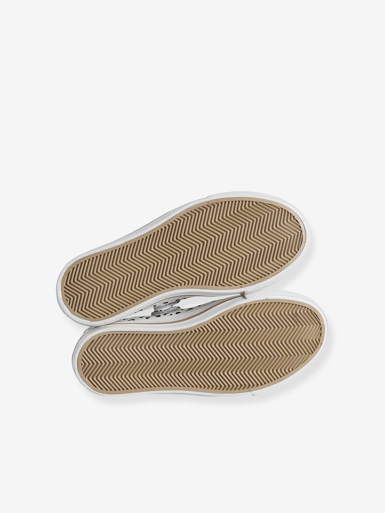 Vertbaudet Mädchen Stoff-Sneakers mit Reißverschluss - grün bedruckt/tropical