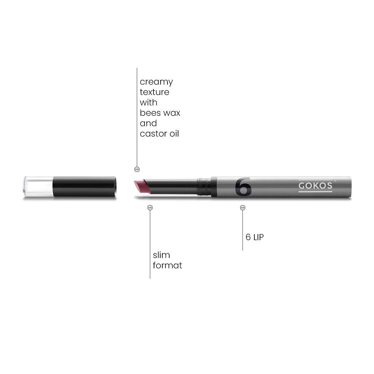 Gokos Lippenstift LipColor, mit pflegendem Bienenwachs - kein Austrocknen der Lippen