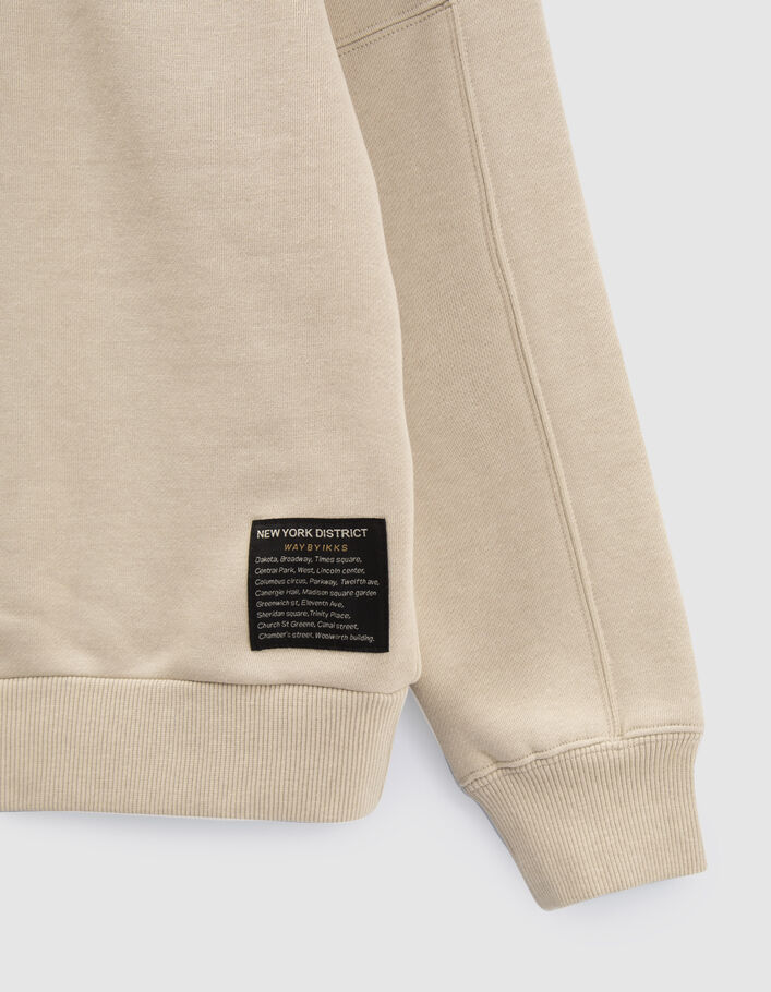 Sweat beige nylon quadrillé dos garçon