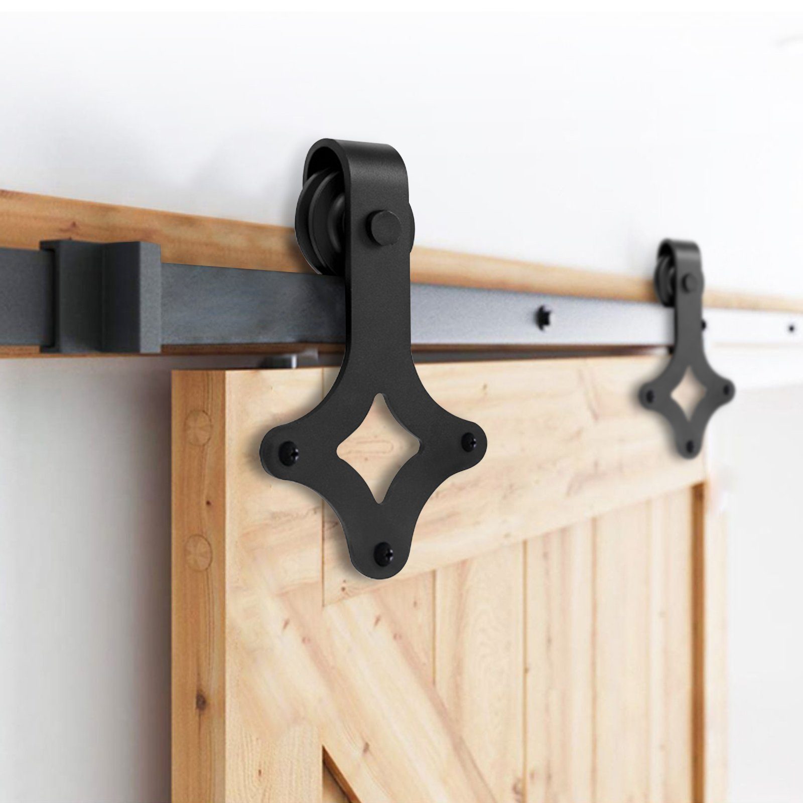 Clanmacy Schiebetür Schiebetür 200cm Schiebetürsystem Laufschiene Schiebetürbeschlag Set, 200cm