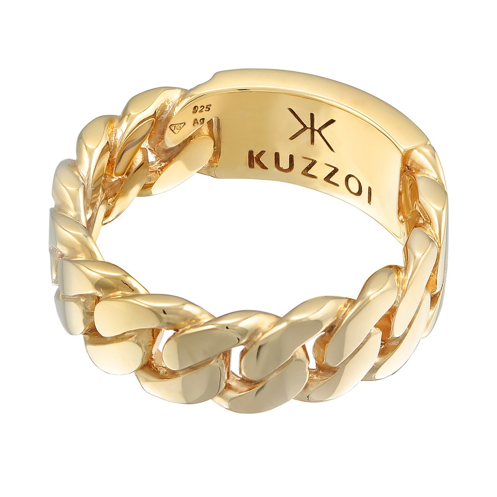 KUZZOI KUZZOI Bague Hommes sceau optique de chaîne maillons en argent sterling 925 Bague