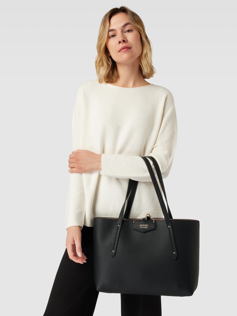 Tote Bag mit Label-Details Modell 'BRENDON' in schwarz