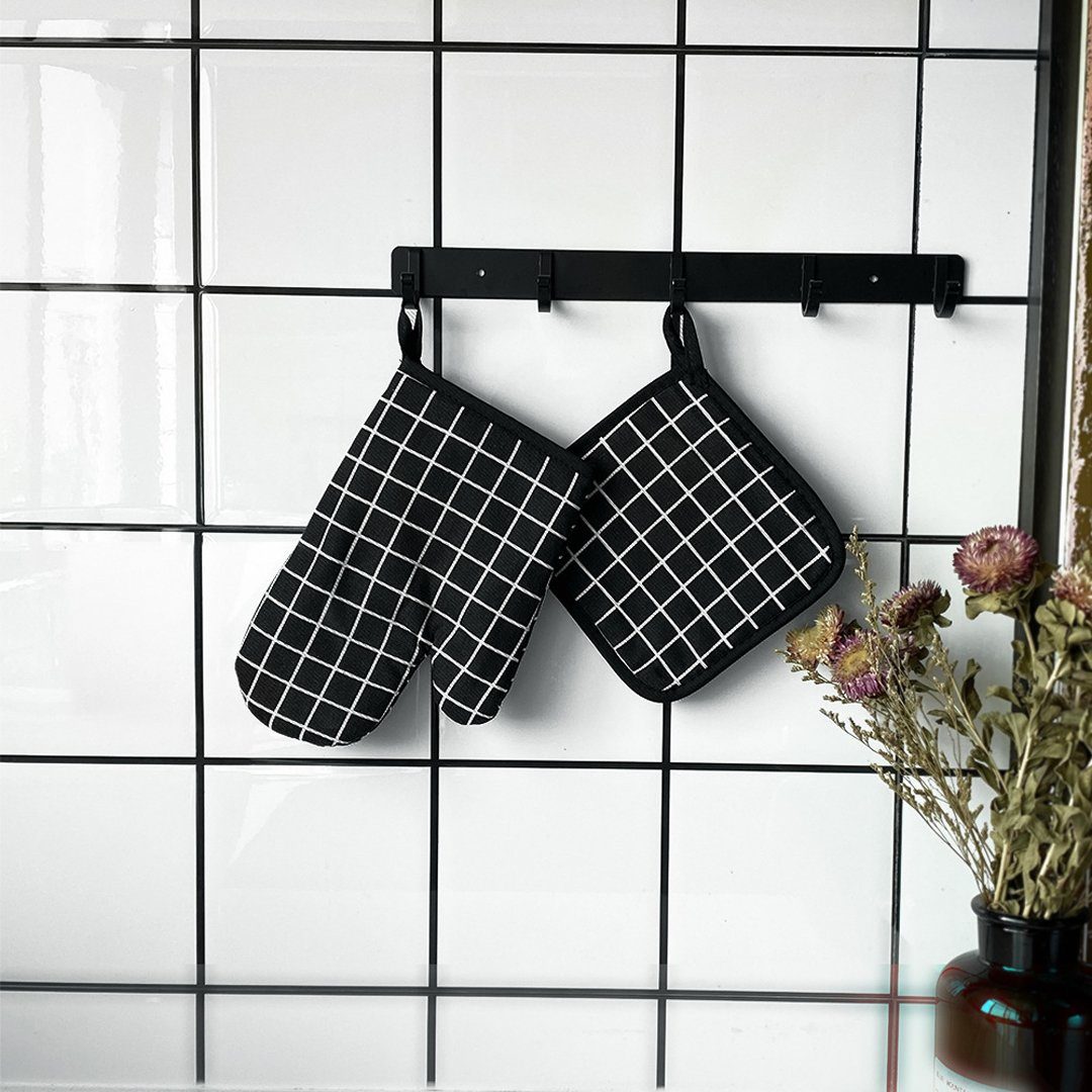 YANN Topfhandschuhe Ofenhandschuhe und isolierende Unterlagen für das Grillen, (Backen und Grillen (4-teiliges Set), rutschfeste Kochhandschuhe für das Kochen