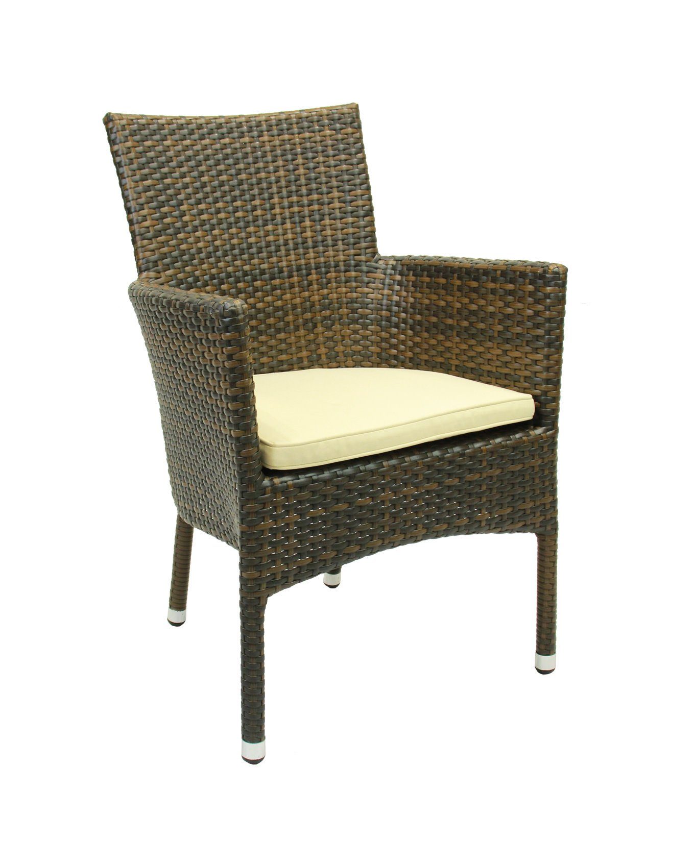 Konway Stapelstuhl MILANO (4 St), 4x KONWAY® MILANO Stapelsessel Lederlook + Sitzkissen Polyrattan